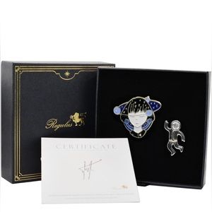 Regulus Meteorite Brooch Set | Iron-Nickel - Astronaut Pin Outer Space Series